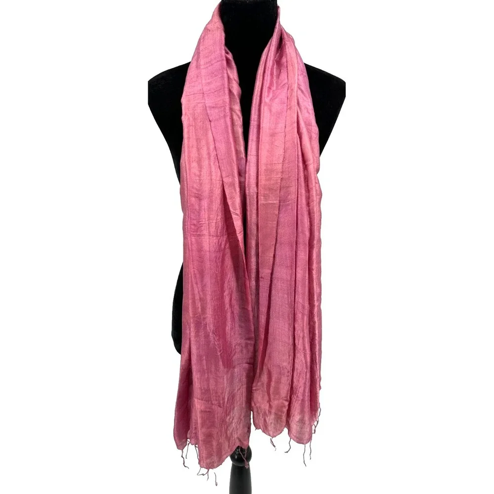 Bohemian Womens Fringe Trim Pashmina Scarf Wrap Shawl Stole‎ Purple 100% Silk